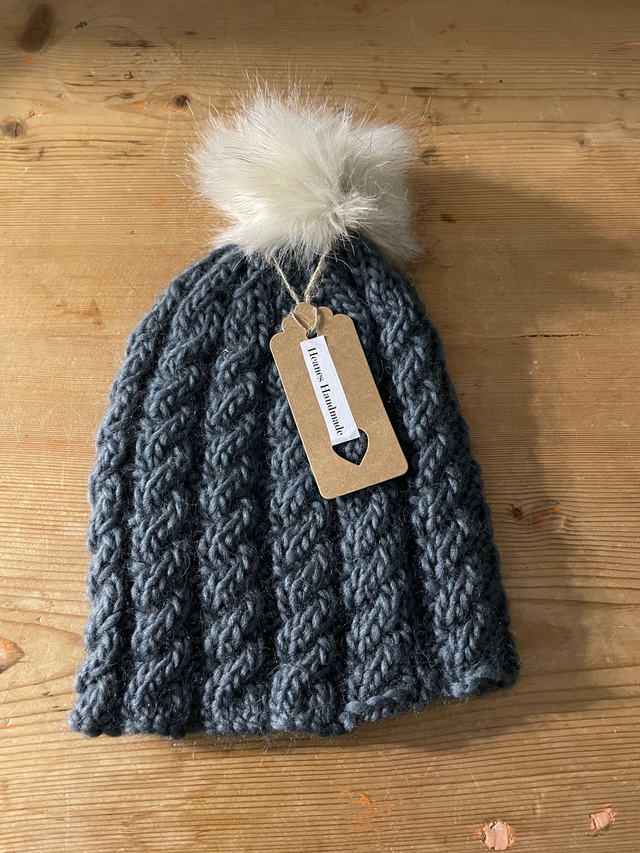 Cabled Beanie Hand knitted Hat