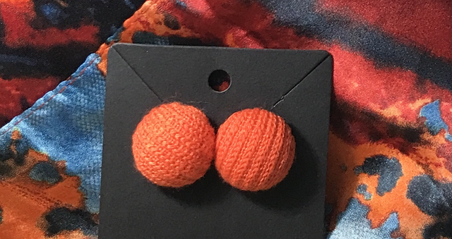 Orange Fabric Studs Plain - FSP05