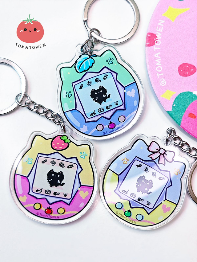 Keychain: Tamagotchi cat (3 colors)
