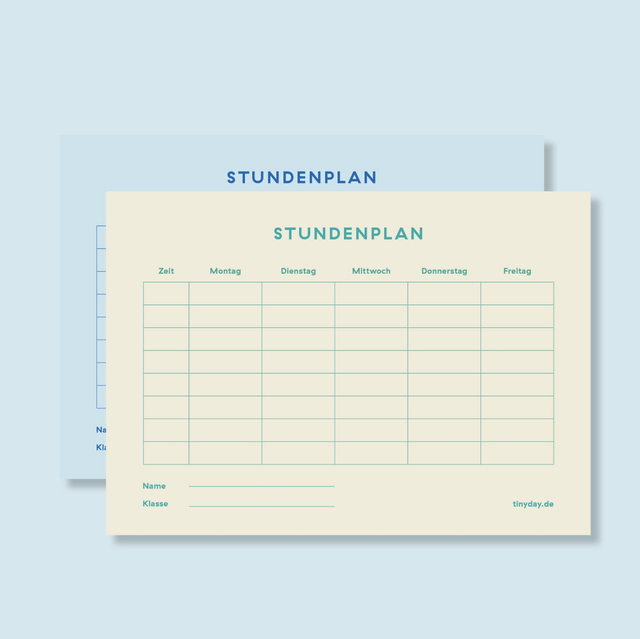 Stundenplan A5 2-seitig beige / blau | Tinyday