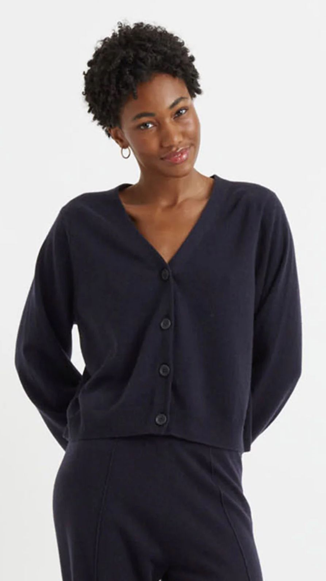 Navy Chinti &amp; Parker Wool/Cashmere Cropped Cardi