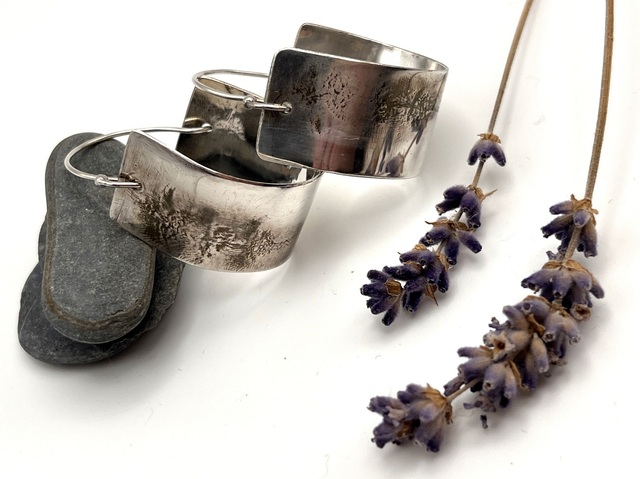 Sterling Silver Lavender Texture Earrings