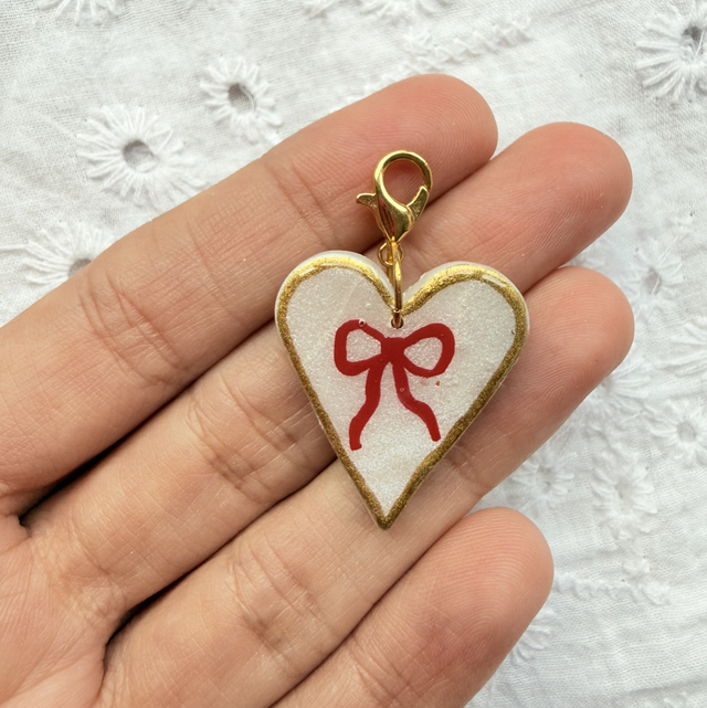 Heart Red Bow Coquette Charm