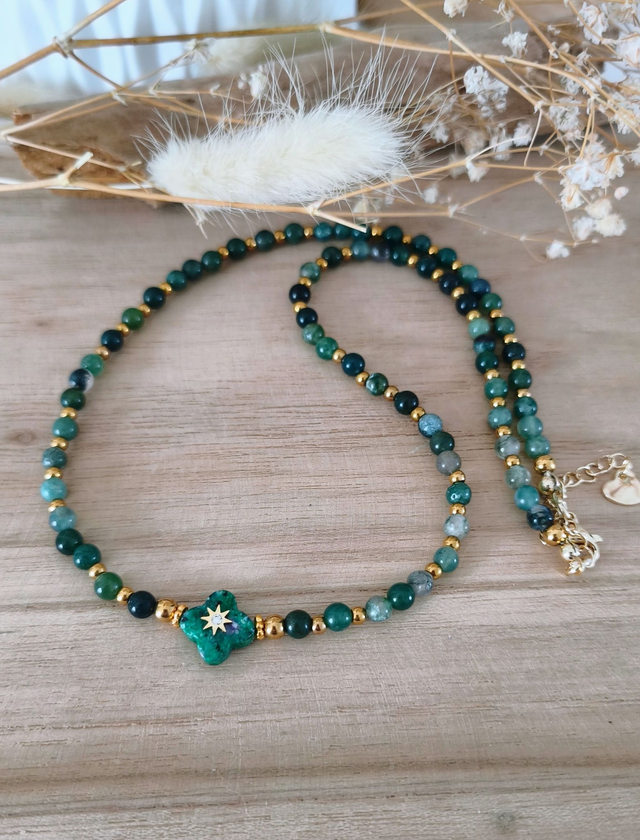 A Collier "Trèfle" Agate mousse
