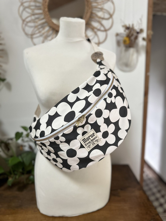 sac banane XXL flower B/W