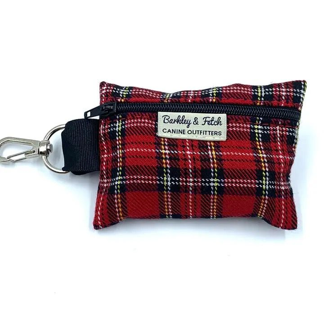 Barkley &amp; Fetch - Red Tartan Poop Bag Holder