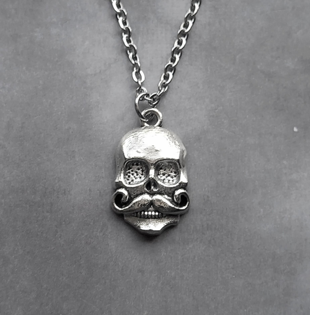 Moustache Skull Necklace 