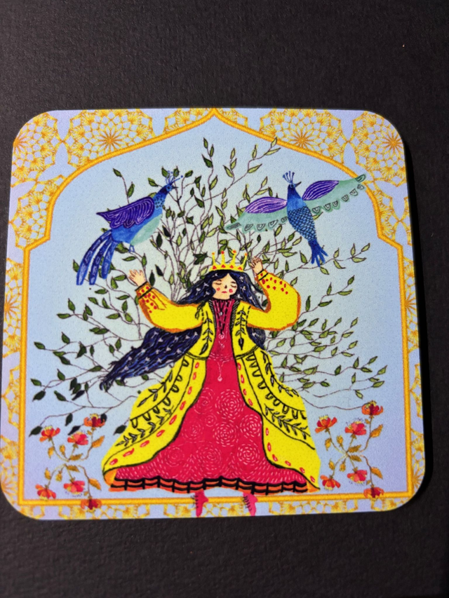 Folk design - Princess and the peacock coaster