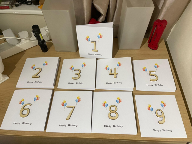 Birthday number cards 