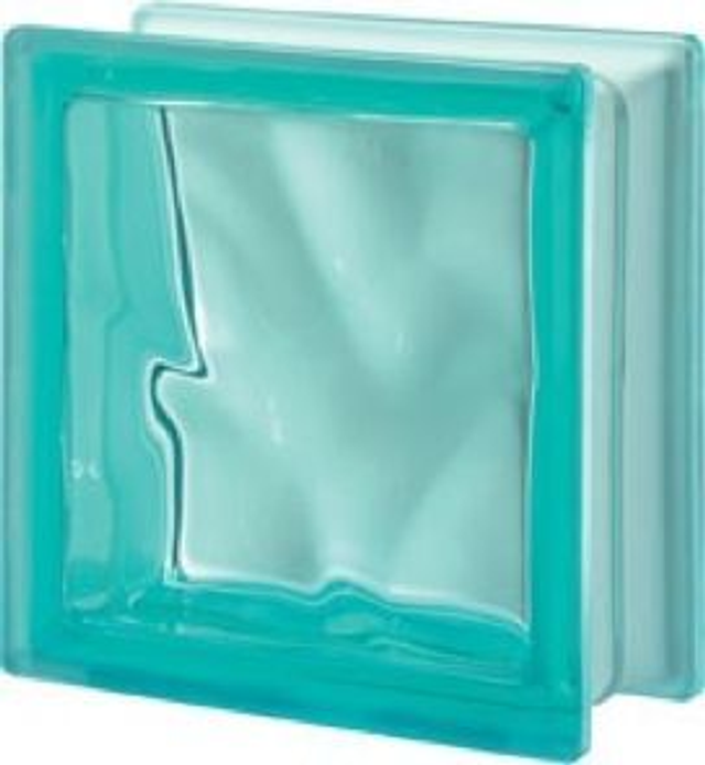 Basic Turquoise Wave Glass Block 