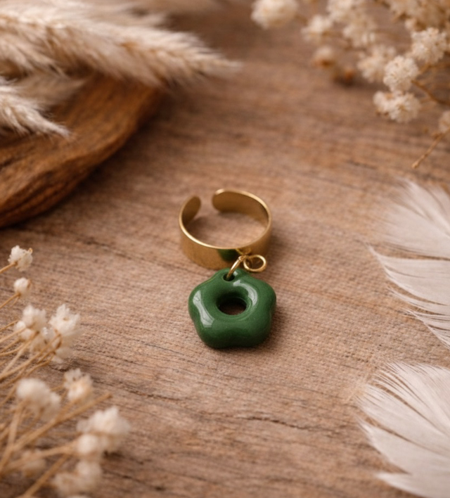 Doré 6mm Pampille Vert