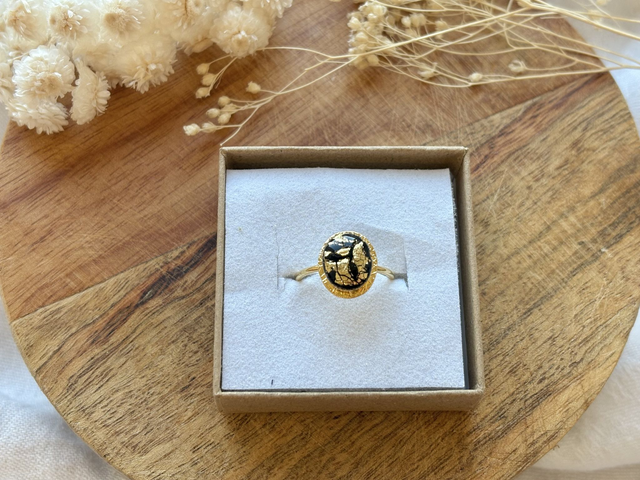 Bague fine - feuillage noir