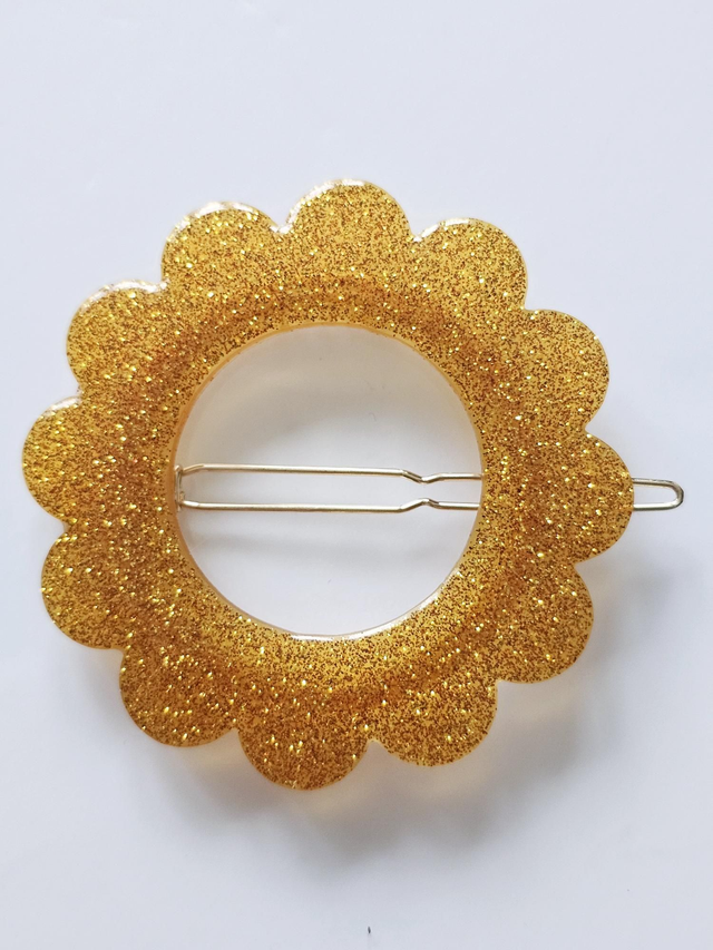 BARRETTE FLEUR OR FIN