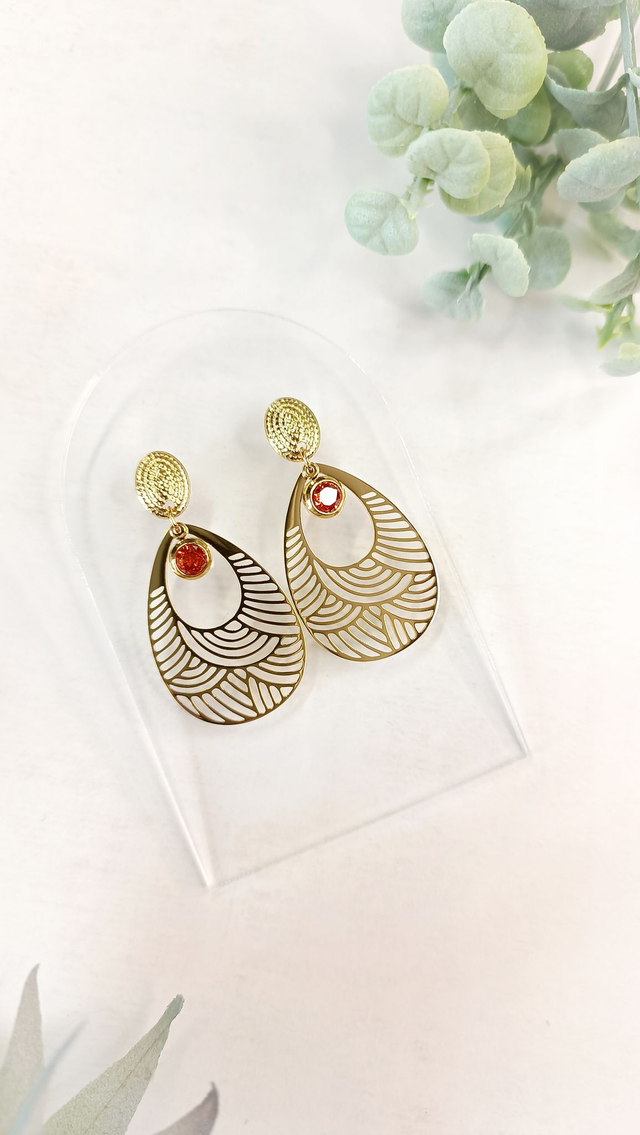 HITOMI - Rouge Dahlia Orangé - Boucles d&amp;#039;oreilles