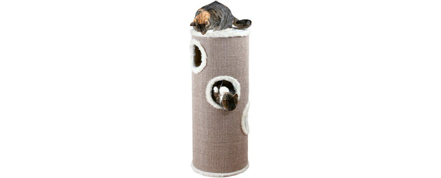 Trixie Kratzbaum Cat Tower Edoardo, 40 x 40 x 100 cm, Taupe / Grau 