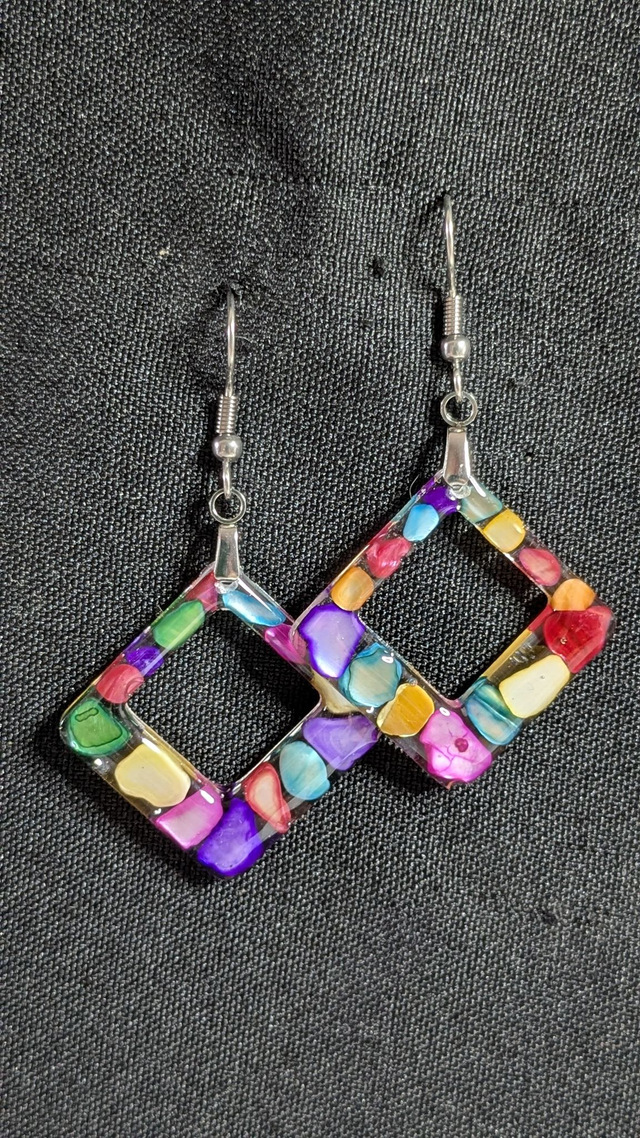 Boucles d'oreilles losanges colorés