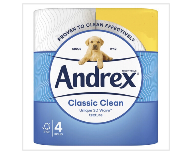 Toilet tissue, Andrex Classic Clean Toilet Tissue 4 Rolls 