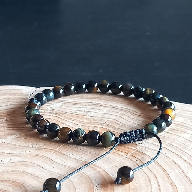 Bracelet ajustable en Oeil de loup foncé