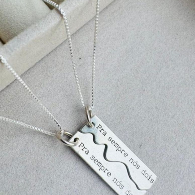Colares Dupla “Pra Sempre Nós Dois” – Correntes V12 45cm (Par)