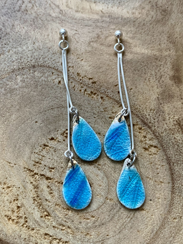 Pièces uniques : boucles d'oreilles en argent pur émaillé