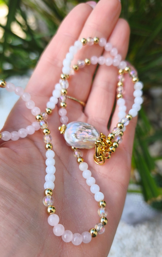A Collier "Précieuse" 3 en 1 Perle d'eau douce