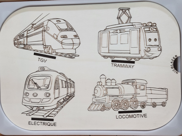 insert trofast sensoriel bois &quot;les locomotives&quot;