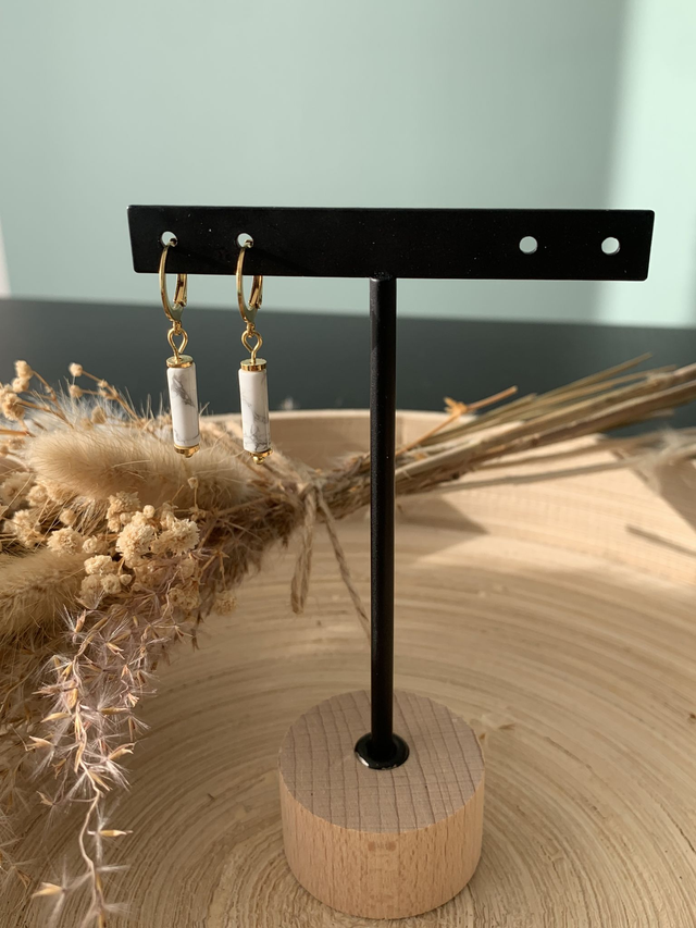 Boucles d'oreilles Auréline Magnésite marbre blanc