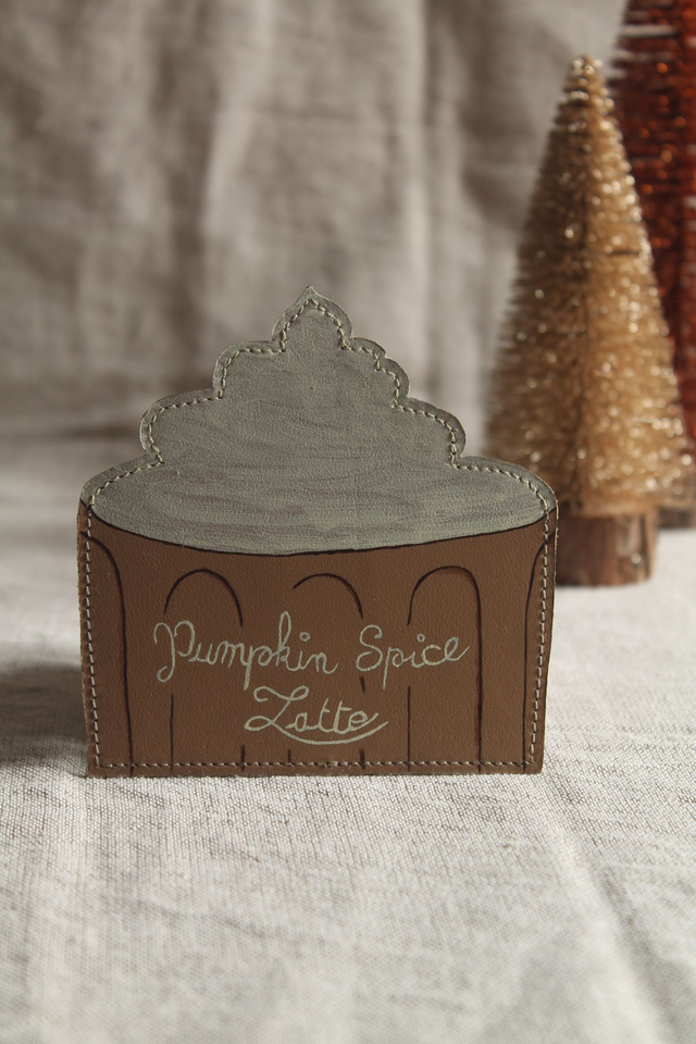 Dessous de verre "Pumpkin Spice Latte" cuir de veau cappuccino