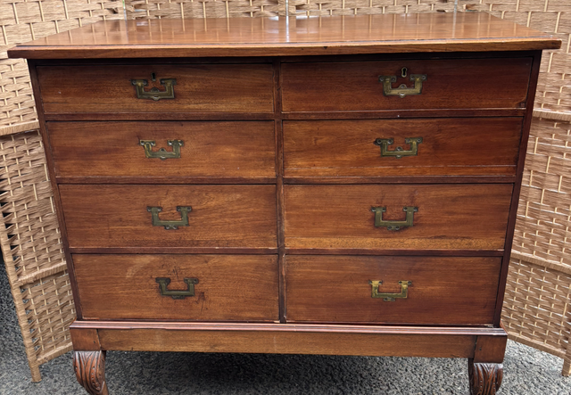Mahogany Victorian Campaign Style Chest With Brass Sunken Handles