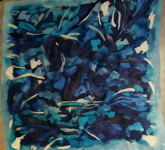 Carré de soie bleu chats