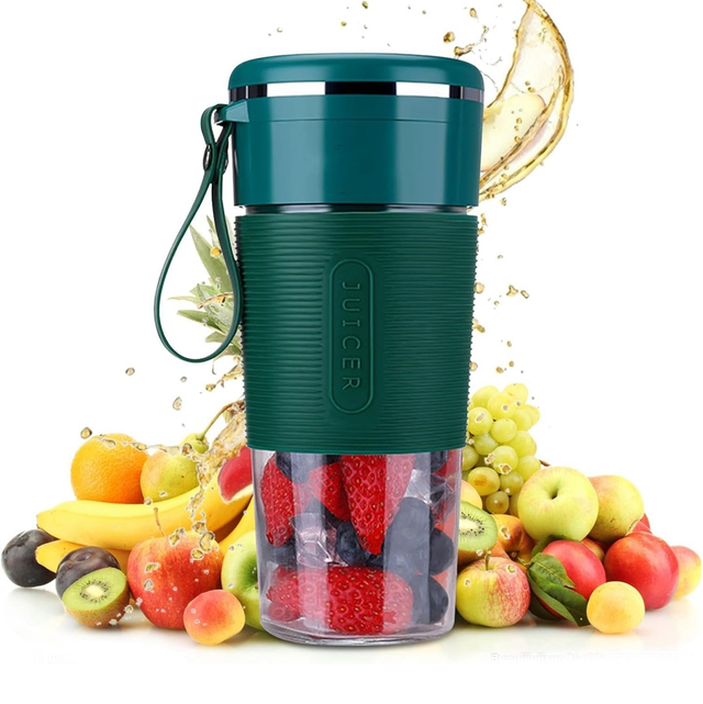 Portable Bottle Blender: 300ml Travel Blender, Smoothie Blender | Portable Double Blade Stainless Steel Blender, Battery Powered Juicer for Activities