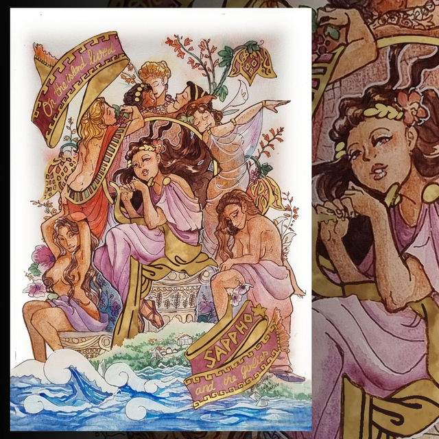 Sappho - Carte Queer dorée