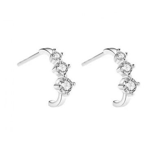 Boucles d&#039;oreilles Marie Perle en argent 925 rhodié avec pierre précieuse brillante