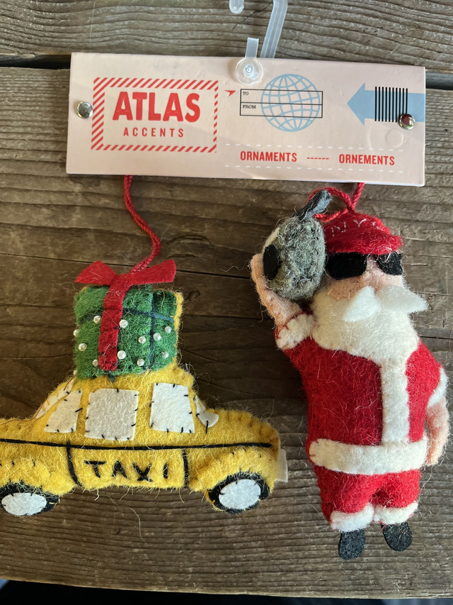Felt New York Taxi & Santa Hanging Decoration Set