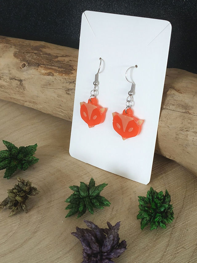 Boucles d'oreilles renard orangé