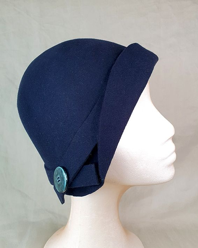 Nelly cloché sombrero fieltro azul marino estilo años 20