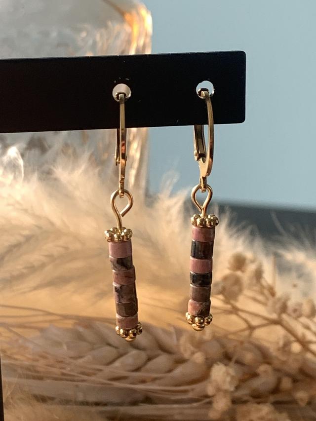 Boucles d'oreilles Rosamaria Marbre brun/rose