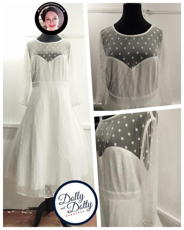 Robe Dolly Dotty Madeline White Mesh Polka T46