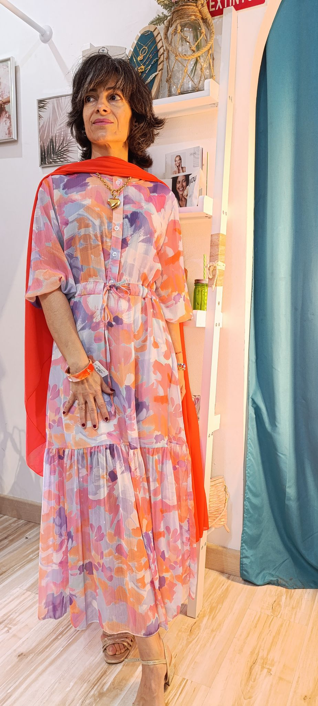 Vestido estampado transpariencias