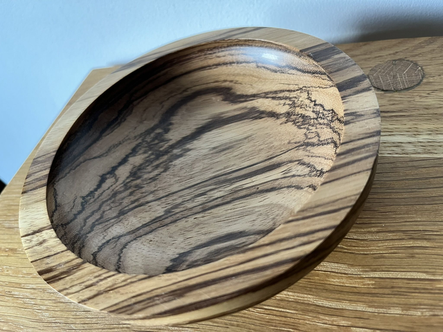 African bowl hand-turned from zebrano wood.