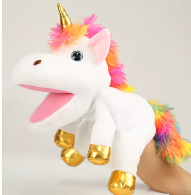 Prachtige eenhoorn handpop knuffel (30cm)