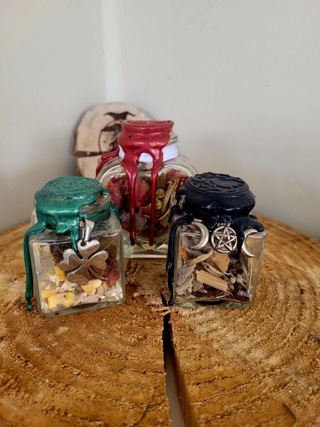 Lot 3 grandes spell jar (Protection / Bien-être / Abondance)