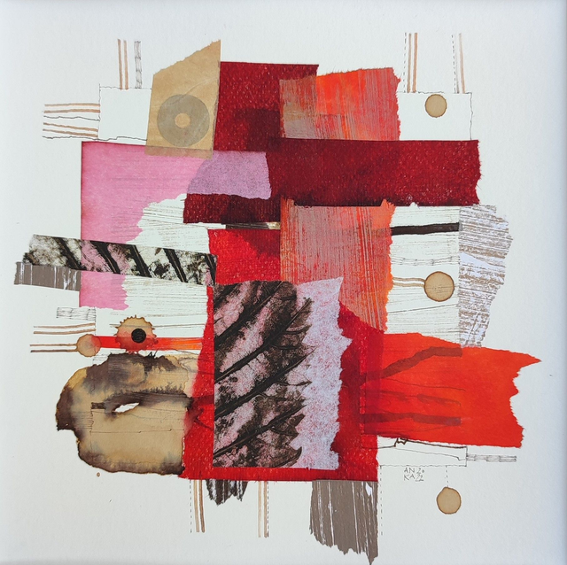 Kompozycja5, 30x30 (20x20 w świetle passe-partout) tech. mieszana 2022