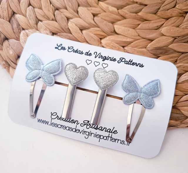 Barette Cheveux fait main, pinces Argenté &amp;  Pailleté &quot; Collection Printemps &quot; 