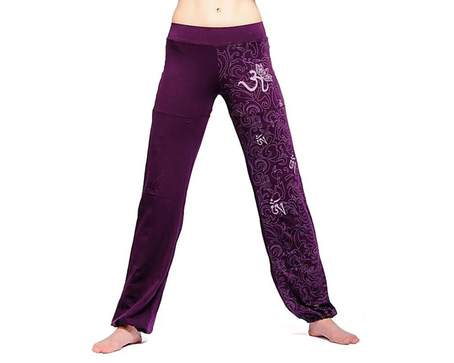 Pantalon de yoga violet lotus Om taille S-M