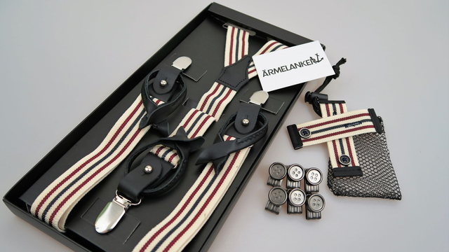 ÄRMELANKER Set Basic "Ferdinand Magellan" Beige Rot Blau 