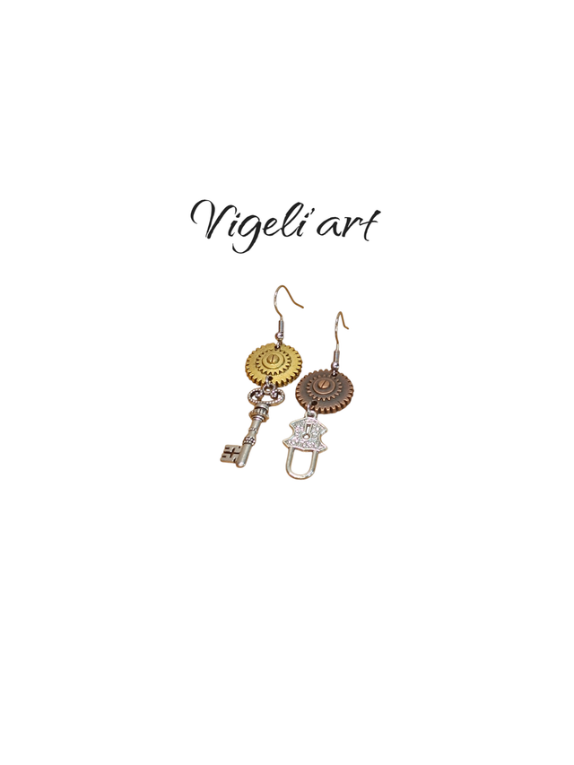 boucles d&#039;oreilles steampunk cadenas 