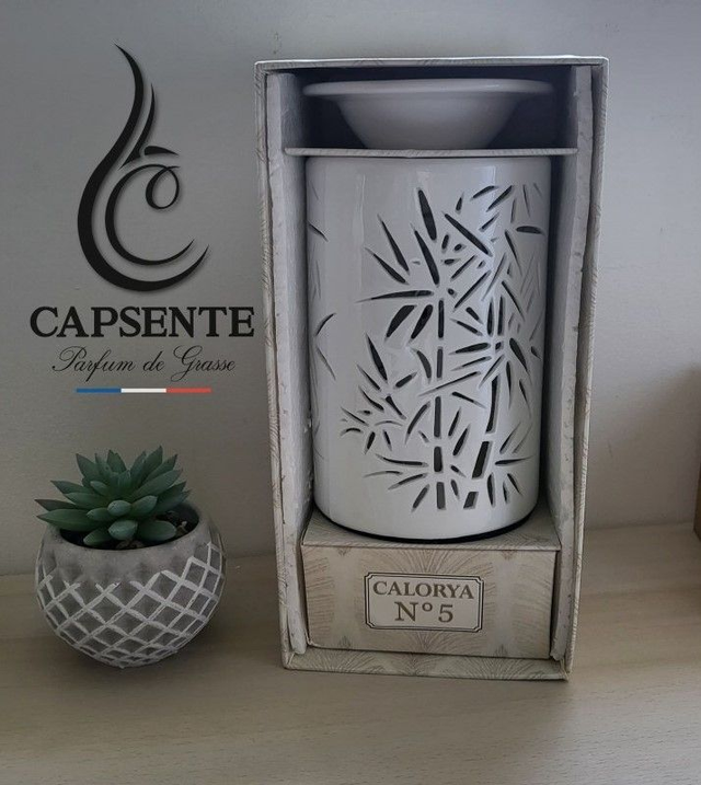 Lampe N5 &quot; Bambou&quot; Diffuseur Cire, Huile et Parfum . Chaleur Douce