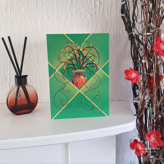House Plant in Green Greeting Card