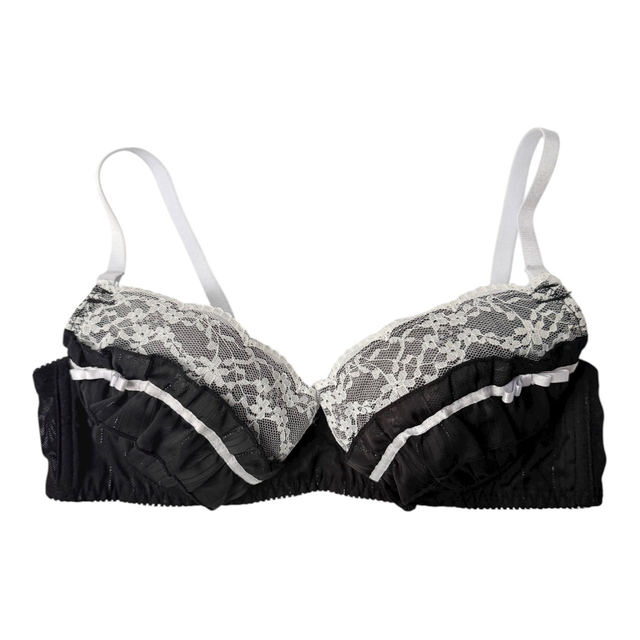 White + black frill Japanese Bra UK 32B